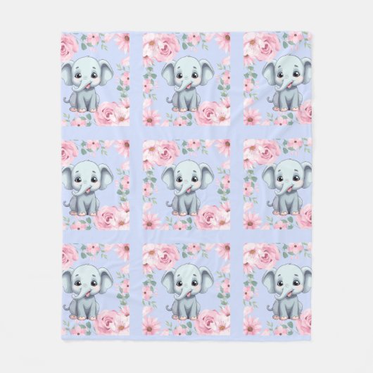 Blauwe Olifant Fleece Dekens (Voorkant)