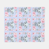 Blauwe Olifant Fleece Dekens (Voorkant (Horizontaal))