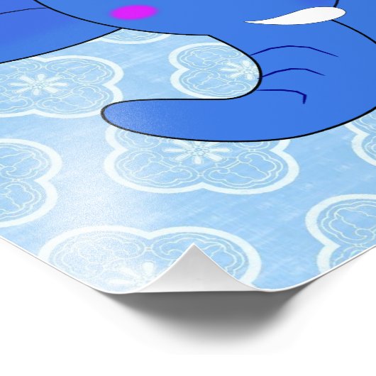 Blauwe olifant foto afdruk (Hoek)