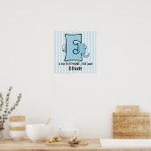 Blauwe Olifant Geborduurde E Babykamer Poster (Keuken)