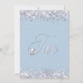 Blauwe olifant Glitter 2e verjaardag Kaart (Achterkant)