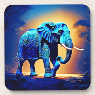 Blauwe olifant gloed ontwerp bier onderzetter