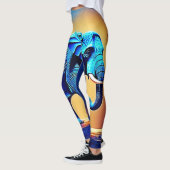 Blauwe olifant gloed ontwerp leggings (Links)