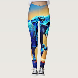 Blauwe olifant gloed ontwerp leggings