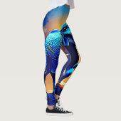 Blauwe olifant gloed ontwerp leggings (Rechts)