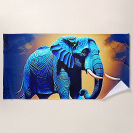 Blauwe olifant gloed ontwerp strandlaken