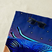 Blauwe olifant gloed ontwerp strandlaken (In situ)