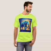 Blauwe olifant gloed ontwerp t-shirt (Voorkant volledig)
