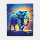 Blauwe Olifant Gloeiend Ontwerp  Fleece Deken (Voorkant)