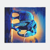 Blauwe Olifant Gloeiend Ontwerp  Fleece Deken (Voorkant (Horizontaal))