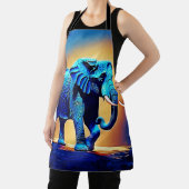 Blauwe Olifant Gloeiend Ontwerp Schort (Insitu)