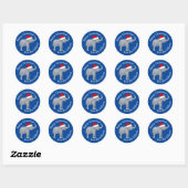 Blauwe Olifant Grappig Aangepast Kerstcadeau Ronde Sticker (Vel)