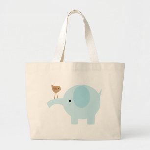 Blauwe olifant grote tote bag