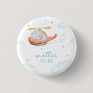 Blauwe Olifant Helikopter Moeder Wordt Baby Borrel Ronde Button 3,2 Cm