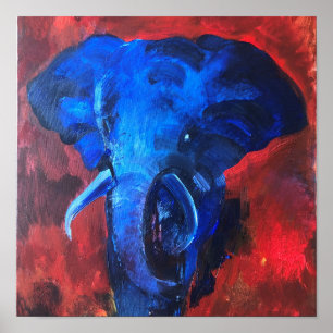 blauwe olifant, het afbeelding van Ganesha, brengt Poster