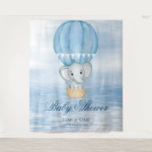 Blauwe Olifant Hete Luchtballon Achtergrond Wandkleed (Voorkant)