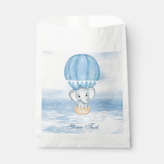 Blauwe Olifant Hete Luchtballon Favor Bag Bedankzakje (Voorkant)