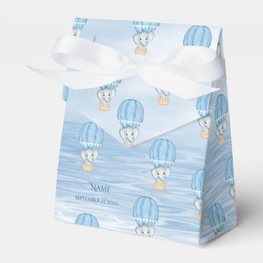 Blauwe Olifant Hete Luchtballon Favor Box Bedankdoosjes (Voorkant Zijde)