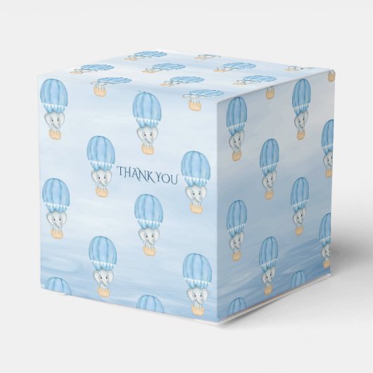 Blauwe Olifant Hete Luchtballon Favor Box Bedankdoosjes (Achterkant)