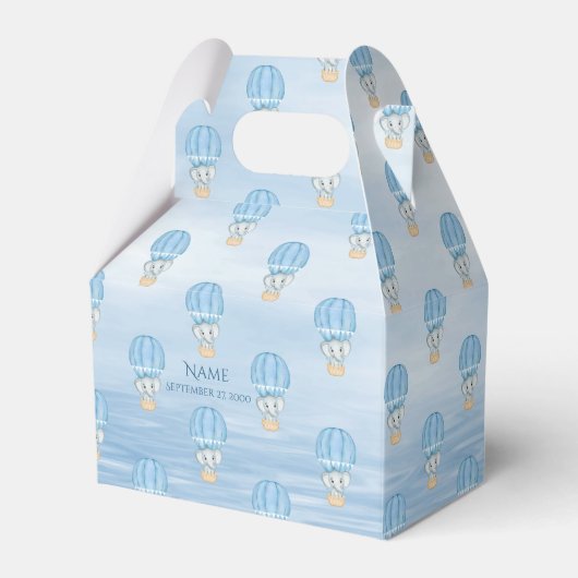 Blauwe Olifant Hete Luchtballon Favor Box Bedankdoosjes (Voorkant Zijde)