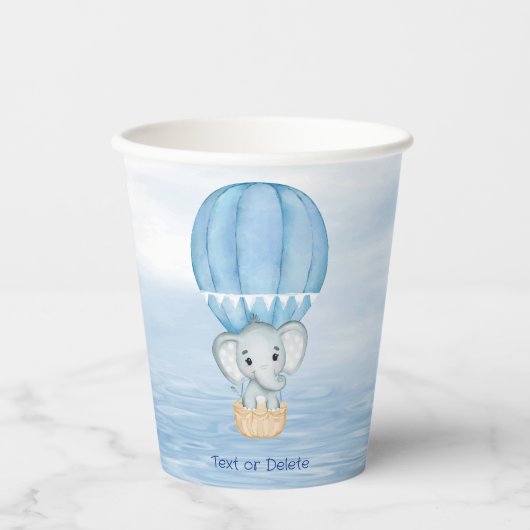 Blauwe Olifant Hete Luchtballon Papier Cups Papieren Bekers (Voorkant)