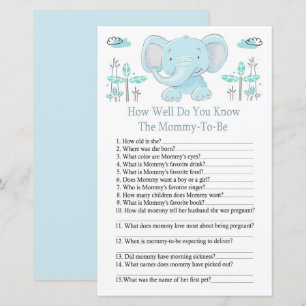 Blauwe olifant Hoe goed ken je baby shower?