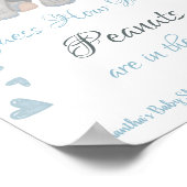 Blauwe olifant hoeveel pinda's Baby shower onderte Poster (Hoek)