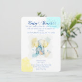 Blauwe olifant illustratie save the date (Staand voorkant)