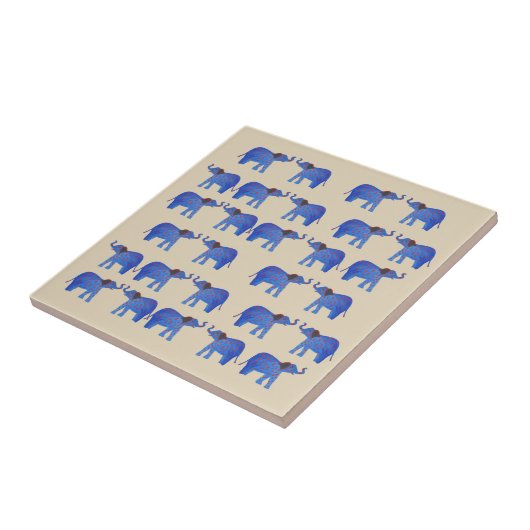 Blauwe Olifant Keramische Foto Tegel Tegeltje (Zijkant)