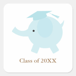 Blauwe olifant Kinder Afstuderen Vierkante Sticker