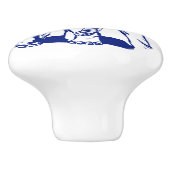 Blauwe olifant lijn tekening keramische knop (Zijkant)