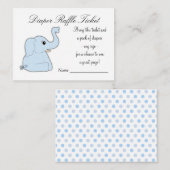 Blauwe Olifant Luier Raffle Tickets Informatiekaartje (Voorkant / Achterkant)