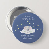 Blauwe Olifant Mama om Baby shower te zijn Ronde Button 7,6 Cm (Voorkant /achterkant)