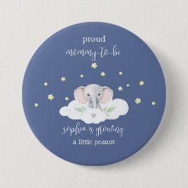 Blauwe Olifant Mama om Baby shower te zijn Ronde Button 7,6 Cm