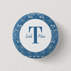 Blauwe Olifant Mandala Ronde Button 3,2 Cm