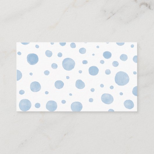 Blauwe olifant met ballonboeken voor Baby Informatiekaartje (Achterkant)