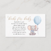 Blauwe olifant met ballonboeken voor Baby Informatiekaartje (Voorkant)