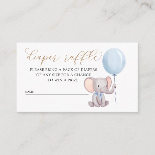 Blauwe olifant met ballonluier informatiekaartje (Voorkant)