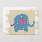 Blauwe olifant met witte pooldots briefkaart (Voorkant / Achterkant)