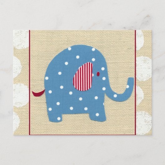 Blauwe olifant met witte pooldots briefkaart (Voorkant)