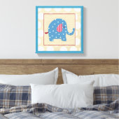 Blauwe olifant met witte pooldots canvas afdruk (Insitu (Slaapkamer))