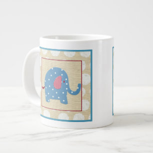 Blauwe olifant met witte pooldots grote koffiekop