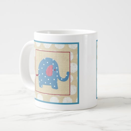 Blauwe olifant met witte pooldots grote koffiekop (Links)