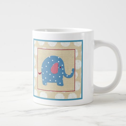 Blauwe olifant met witte pooldots grote koffiekop (Rechts)