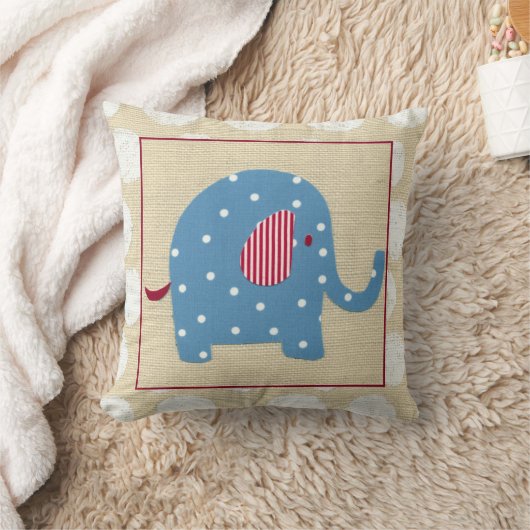 Blauwe olifant met witte pooldots kussen (Deken)