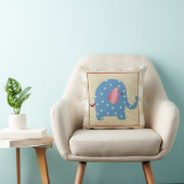 Blauwe olifant met witte pooldots kussen (Stoel)