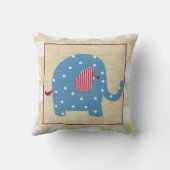 Blauwe olifant met witte pooldots kussen (Achterkant)