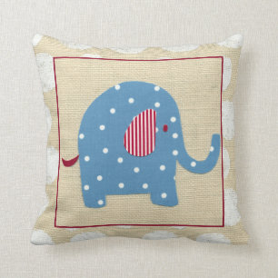 Blauwe olifant met witte pooldots kussen