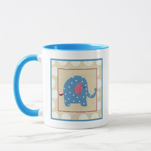Blauwe olifant met witte pooldots mok (Links)