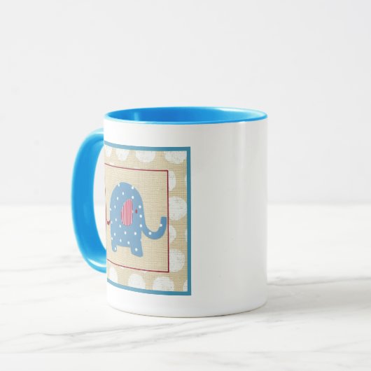 Blauwe olifant met witte pooldots mok (Voorkant links)